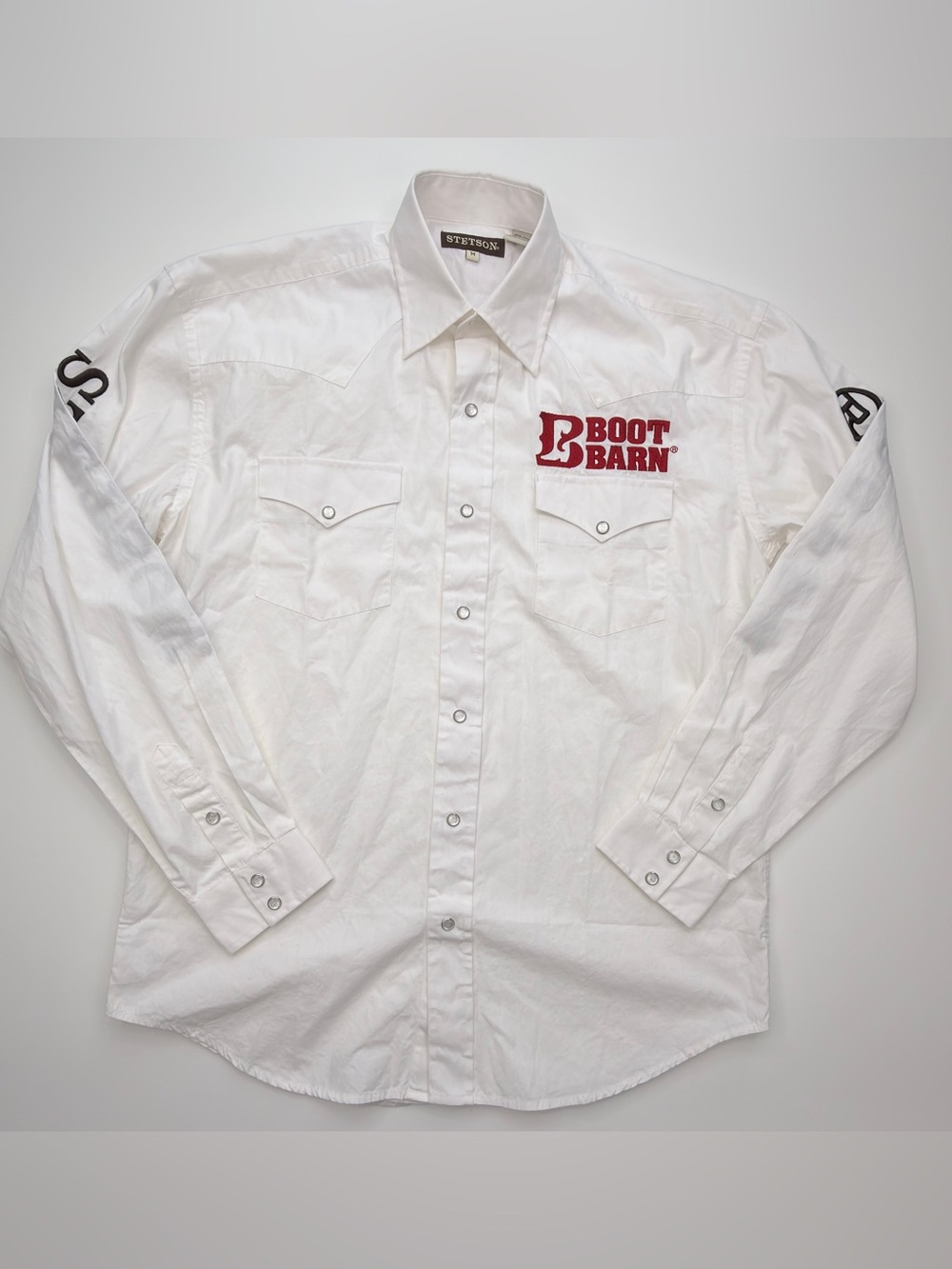 Stetson x Boot Barn/Roper/ White Western Long Sleeve Pearl Snap Rodeo Shirt M
